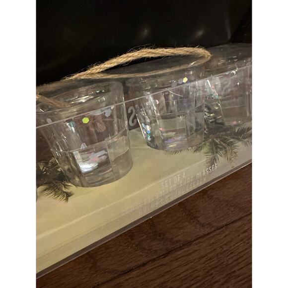 NIB SHOTGLASSES ACRYLIC Set Of 4 Silver SPARKLE Confetti South Beach PARTY GIFT - Picture 3 of 8